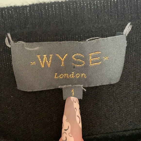 Wyse London  Esme Lightening Bolt Sweater Black Size S - Picture 6 of 8